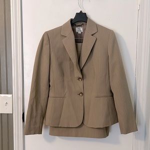 Tahari Tan w/ pinstripe skirt suit (top 6/skirt 8)